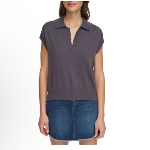 Dkny Tops - NWT DKNY Ladies Sleeveless Collared Sweater Grey Size M​​​​​​​